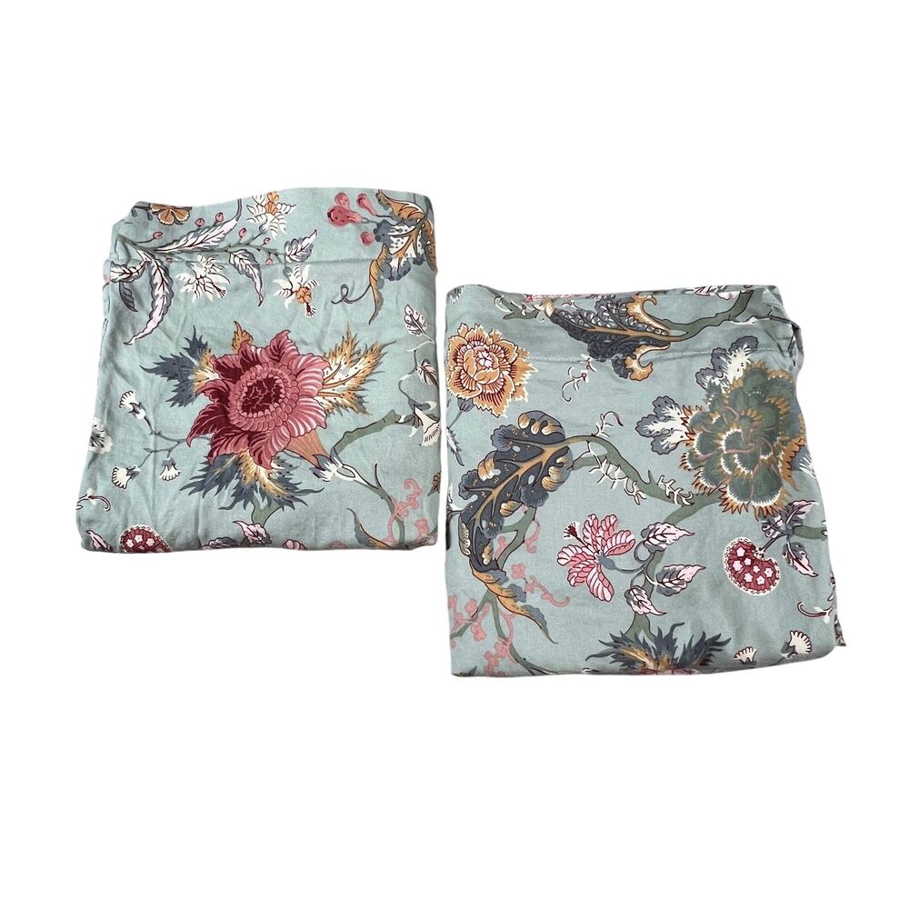 IKEA NÄSSELKLOCKA King Pillowcases 20x36 Sage Green Floral Pair Set 2 Woven